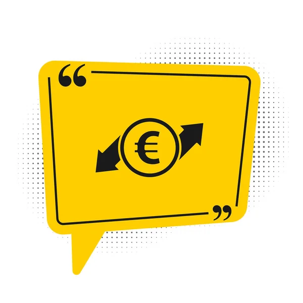 Zwarte Financiële Groei Euromuntpictogram Geïsoleerd Witte Achtergrond Toenemende Inkomsten Gele — Stockvector