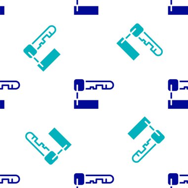 Mavi İşaretli anahtar simgesi beyaz arkaplanda izole edilmiş pürüzsüz desen. Vektör İllüstrasyonu.