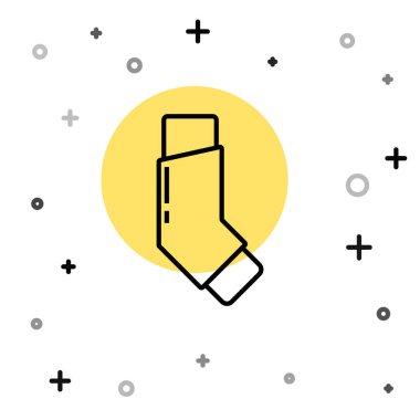 Beyaz arkaplanda siyah çizgi soluk alma simgesi izole edildi. Öksürük şurubu, solunum, alerjik hasta. Rastgele dinamik şekiller. Vektör İllüstrasyonu.