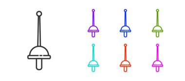 Siyah çizgi eskrim simgesi beyaz arkaplanda izole edildi. Spor malzemeleri. Simgeleri renklendirin. Vektör İllüstrasyonu.