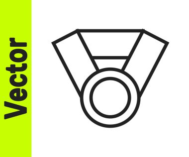 Beyaz arkaplanda siyah çizgi madalyası ikonu izole edildi. Kazanan başarı işareti. Ödül madalyası. Vektör İllüstrasyonu.