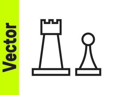 Siyah çizgi satranç simgesi beyaz arkaplanda izole edildi. İş stratejisi. Oyun, yönetim, finans. Vektör İllüstrasyonu.