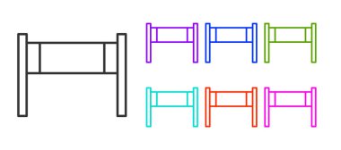 Siyah çizgi voleybol ağı simgesi beyaz arkaplanda izole edildi. Simgeleri renklendirin. Vektör İllüstrasyonu.