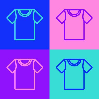 Pop Art Line tişört ikonu renk arkaplanında izole edilmiş. Vektör İllüstrasyonu.