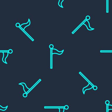 Yeşil çizgi bayrak simgesi mavi arkaplanda izole edilmiş kusursuz desen. Yer belirleyici sembol. Vektör İllüstrasyonu.