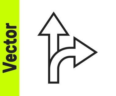 Siyah çizgi trafik levhası. Beyaz arkaplanda sinyal simgesi izole edildi. İşaretçi sembolü. İzole sokak bilgi levhası. Yön tabelası. Vektör İllüstrasyonu.