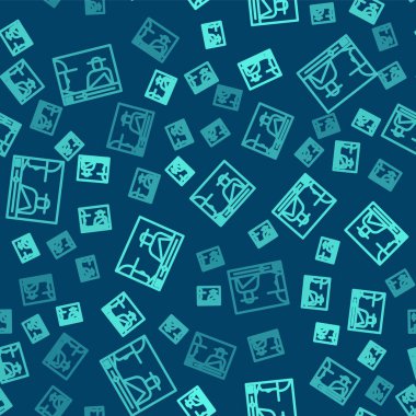 Green Line Online video simgesi mavi arkaplanda izole edilmiş. Oyun işaretli film şeridi. Vektör İllüstrasyonu.