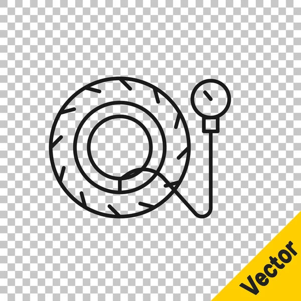 Línea Negra Icono Del Manómetro Neumáticos Aislado Sobre Fondo Transparente — Archivo Imágenes Vectoriales