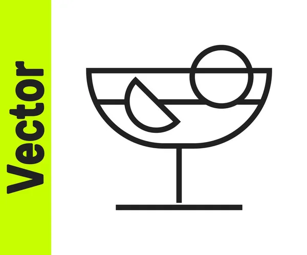 Schwarze Linie Cocktail Symbol Isoliert Auf Weißem Hintergrund Vektorillustration — Stockvektor