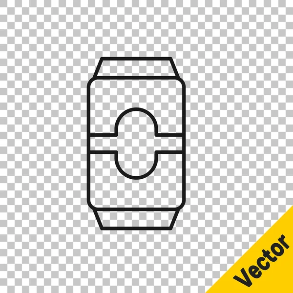Black Line Beer Can Icon Isolated Transparent Background Vector Illustration — Stock Vector