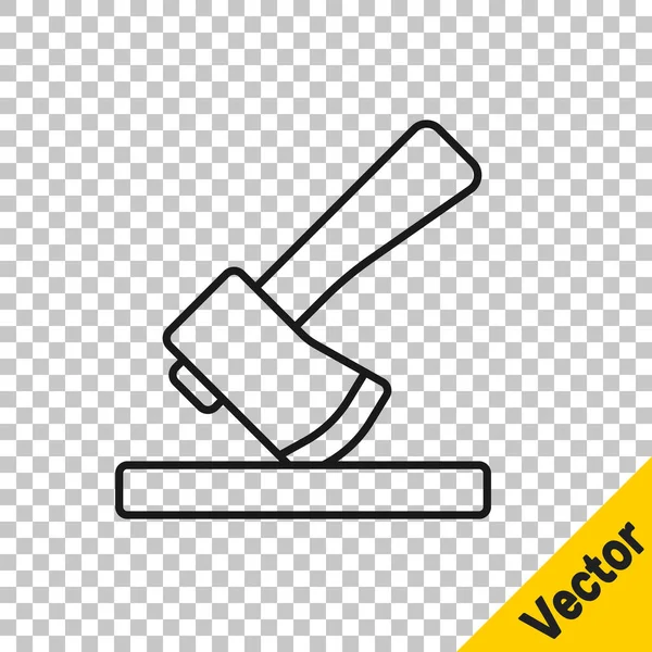 Schwarze Linie Holzbeil Symbol Isoliert Auf Transparentem Hintergrund Holzfällerbeil Vektorillustration — Stockvektor