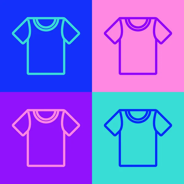 Pop Art Línea Shirt Icono Aislado Fondo Color Ilustración Vectorial — Vector de stock