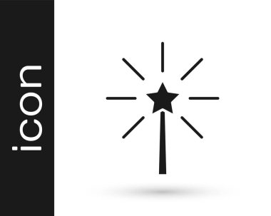 Beyaz arkaplanda siyah havai fişek simgesi izole edildi. Eğlence partisi anlayışı. Patlayıcı havai fişek sembolü. Vektör.