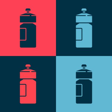 Pop Art Fitness Titreşim simgesi renk arkaplanında izole edildi. Su ve protein kokteylleri için kapaklı spor karıştırıcı şişesi. Vektör.