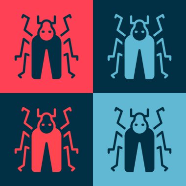 Pop Art Beetle böcek simgesi renk arkaplanında izole edildi. Vektör.