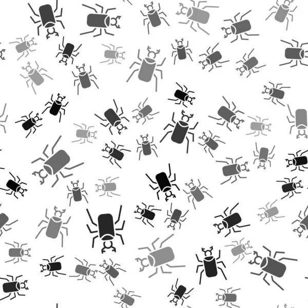 Black Beetle Bug Icon Isolated Seamless Pattern White Background Vector — Stock Vector