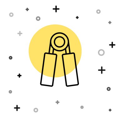 Siyah çizgi spor genişletici simgesi beyaz arkaplanda izole edildi. Spor malzemeleri. Rastgele dinamik şekiller. Vektör.