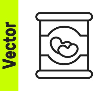 Siyah çizgi fasulye konserve ikonu beyaz arkaplanda izole edildi. Vektör.