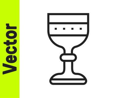 Siyah çizgi Ortaçağ kadeh ikonu beyaz arkaplanda izole edilmiş. Vektör.