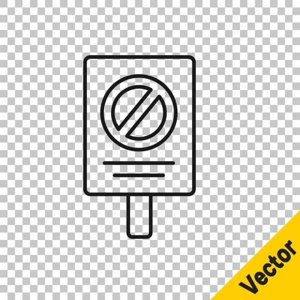 Black Line Protest Icon Isolated Transparent Background Meeting Protester Picket — Stock Vector