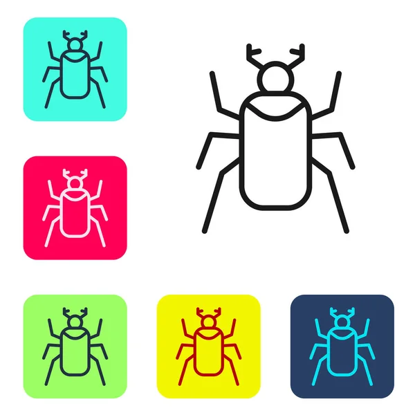 Schwarze Linie Käfer Symbol Isoliert Auf Weißem Hintergrund Setzen Sie — Stockvektor