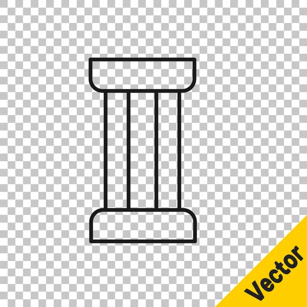 Черная Линия Иконка Древней Колонны Изолирована Прозрачном Фоне Вектор — стоковый вектор