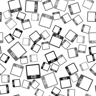 Siyah banyo ölçekli ikon beyaz arka planda izole edilmiş pürüzsüz desen. Ağırlık ölçme ekipmanı. Ağırlık ölçeği spor konsepti. Vektör İllüstrasyonu.