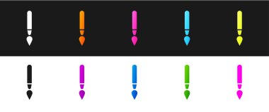 Boya fırçası simgesini siyah ve beyaz arkaplanda izole et. Vektör İllüstrasyonu.