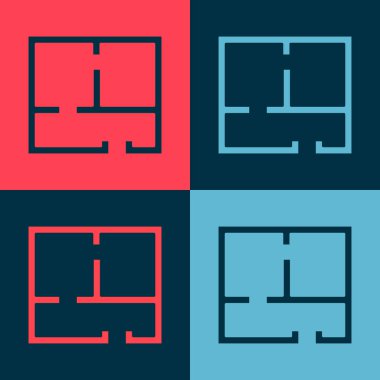 Pop Art House planı simgesi renk arkaplanında izole edildi. Vektör İllüstrasyonu.