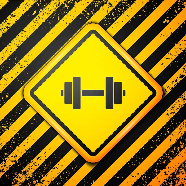 Black Dumbbell Icon Isolated Yellow Background Muscle Lifting Icon Fitness — Stock Vector