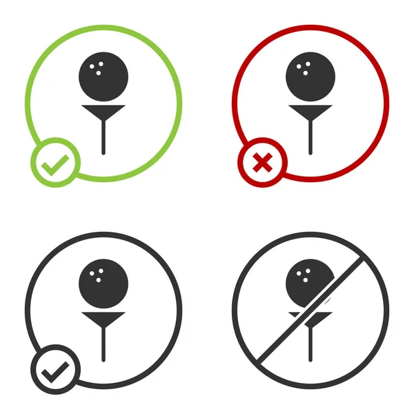 Zwarte Golfbal Tee Icoon Geïsoleerd Witte Achtergrond Cirkelknoop Vector Illustratie — Stockvector