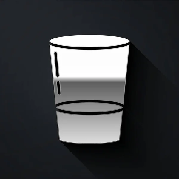 Cristal Plata Con Icono Agua Aislado Sobre Fondo Negro Vidrio — Vector de stock