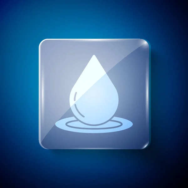 Icono Gota Agua Blanca Aislado Sobre Fondo Azul Paneles Cuadrados — Vector de stock
