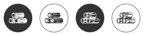 Icono Troncos Madera Negra Aislado Sobre Fondo Blanco Una Pila — Archivo Imágenes Vectoriales