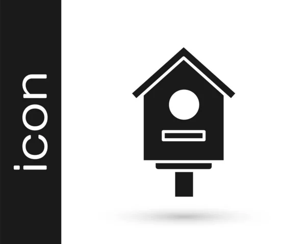 Icona Grey Bird House Isolata Sfondo Bianco Nesting Box Birdhouse — Vettoriale Stock