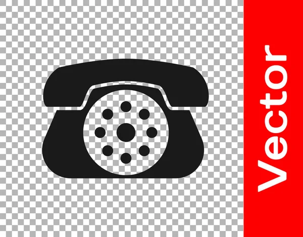 Fekete Telefon Ikon Elszigetelt Átlátszó Háttérrel Vezetékes Telefon Vektorillusztráció — Stock Vector