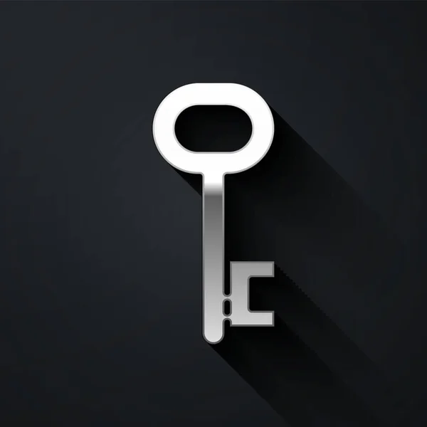 Icono Clave Silver House Aislado Sobre Fondo Negro Estilo Sombra — Vector de stock