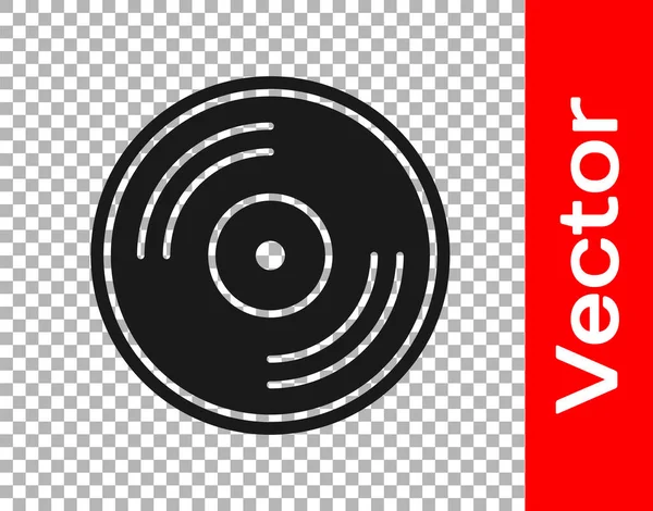 Icône Disque Vinyle Noir Isolé Sur Fond Transparent Illustration Vectorielle — Image vectorielle