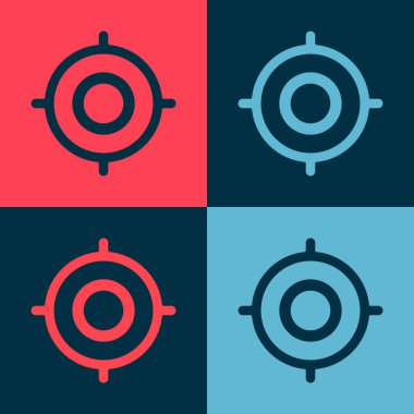 Pop Art Target spor ikonu renk arkaplanında izole edildi. Atış mesafesi ya da atış mesafesi için sayıları olan temiz bir hedef. Vektör İllüstrasyonu.