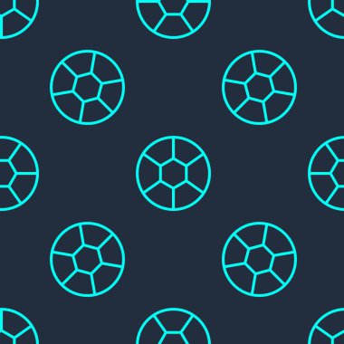 Yeşil çizgi futbol ikonu mavi arka planda izole edilmiş pürüzsüz desen. Futbol topu. Spor malzemeleri. Vektör İllüstrasyonu.