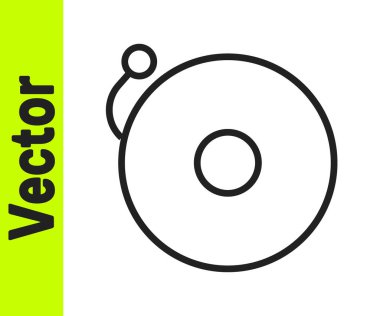 Siyah çizgi alarm zili simgesi beyaz arkaplanda izole edildi. Alarm sembolü, servis zili, el zili işareti, uyarı sembolü. Vektör İllüstrasyonu.