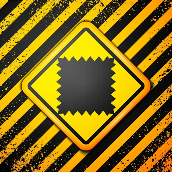 Černá Kožená Ikona Izolovaná Žlutém Pozadí Varovné Znamení Vektorová Ilustrace — Stockový vektor