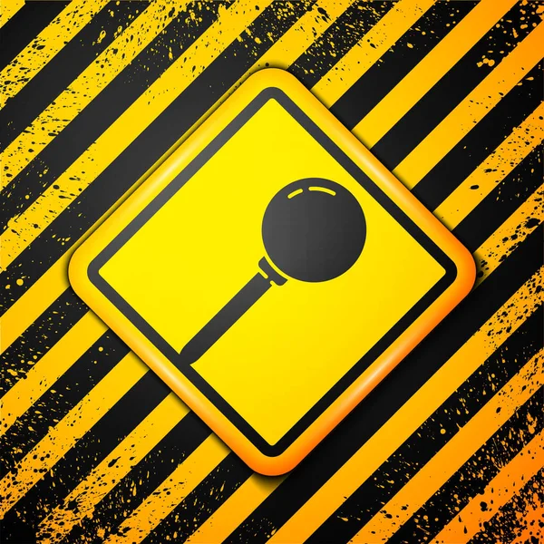 Піктограма Чорного Штифта Ізольована Жовтому Тлі Знак Накладення Пальців Попереджувальний — стоковий вектор
