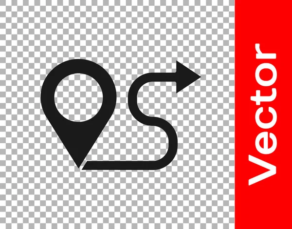 Icono Ubicación Ruta Negra Aislado Sobre Fondo Transparente Señal Mapa — Vector de stock