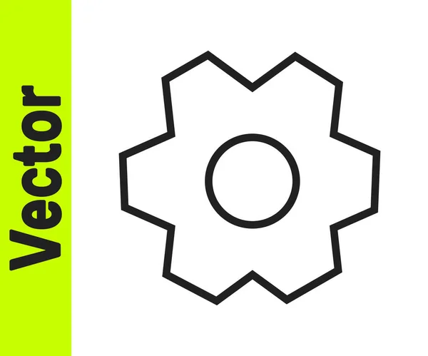 Icono Engranaje Línea Negra Aislado Sobre Fondo Blanco Señal Configuración — Vector de stock