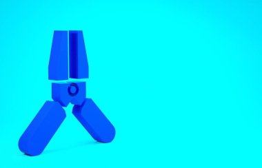 Mavi Aracın batarya atlama güç kablosu ikonu mavi arkaplanda izole edildi. Minimalizm kavramı. 3d illüstrasyon 3B canlandırma