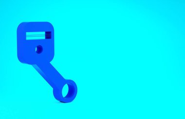 Mavi Motor piston simgesi mavi arkaplanda izole edildi. Araba motoru pistonu işareti. Minimalizm kavramı. 3d illüstrasyon 3B canlandırma