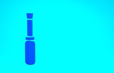 Mavi tornavida simgesi mavi arkaplanda izole edildi. Servis aracı sembolü. Minimalizm kavramı. 3d illüstrasyon 3B canlandırma