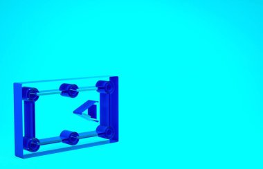 Mavi bilardo masası simgesi mavi arkaplanda izole edildi. Bilardo masası. Minimalizm kavramı. 3d illüstrasyon 3B canlandırma