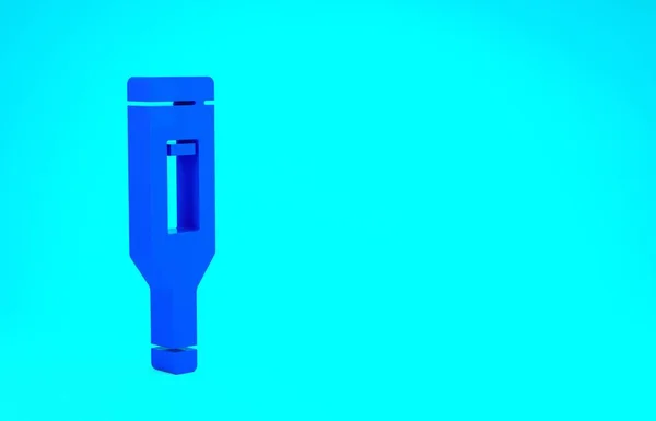 Tıbbi muayene ikonu için mavi tıbbi termometre mavi arka planda izole edildi. Minimalizm kavramı. 3d illüstrasyon 3B canlandırma — Stok fotoğraf